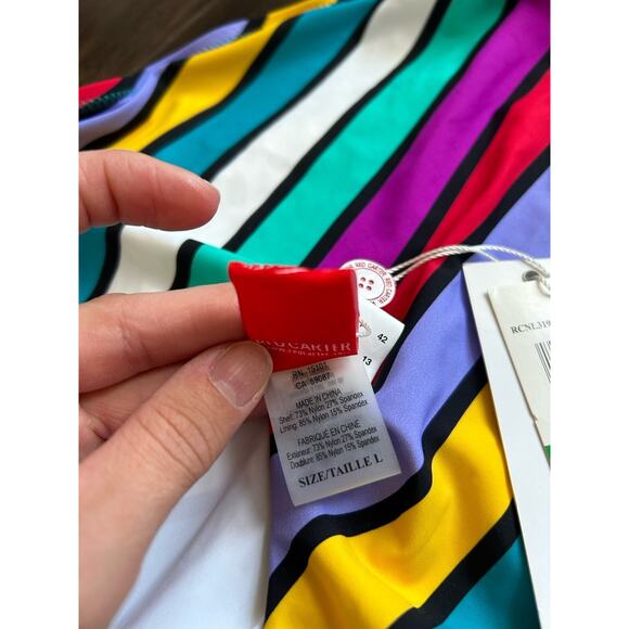 NWT Red Carter Colorful Adjustable Striped One Piece Open Back Swimsuit L US 10 - Picture 10 of 11